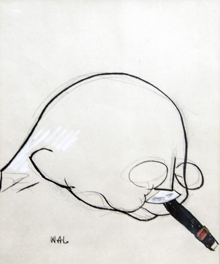 William Auerbach-Levy (1889-1964) [RA 1922-1964] : Caricature of a man smoking a cigar, ca.1937.
