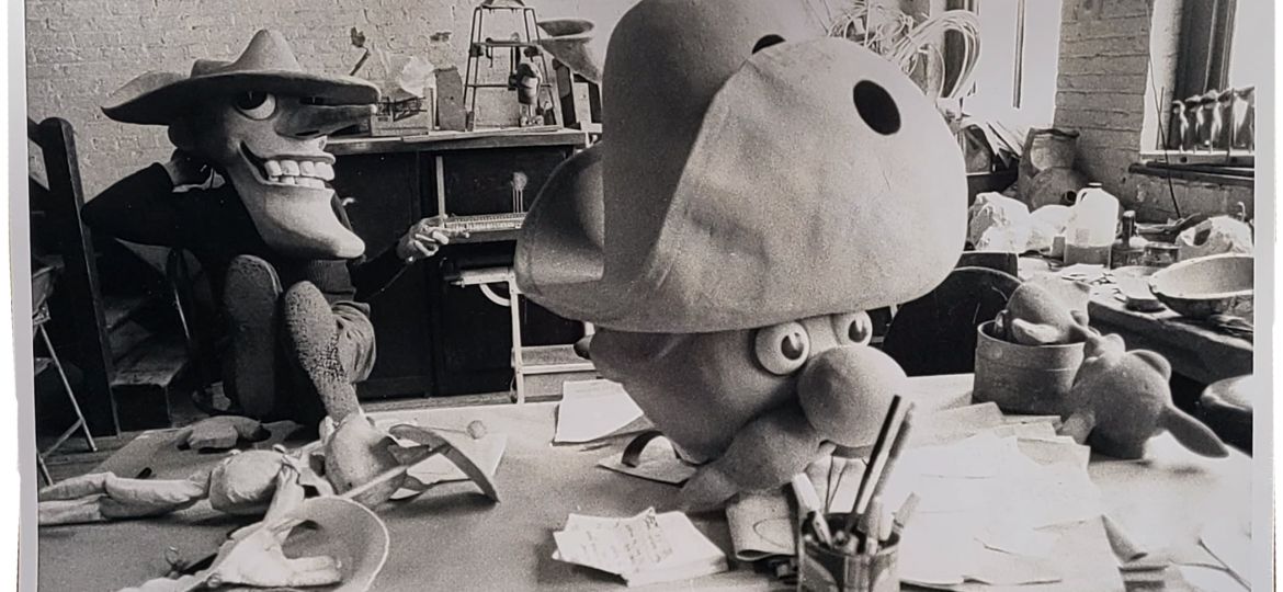 Press photo of puppet making studio of William Britton “Bil” Baird (1904-1987), July 3, 1975.