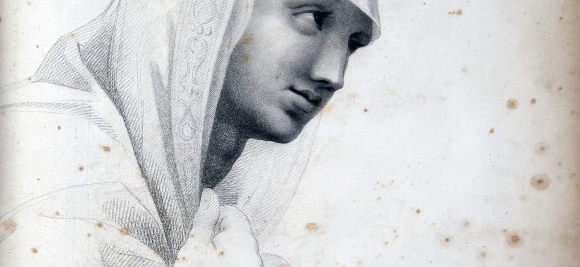 Richard Duppa (1770-1831) [NM] : Head of La Madonna from the Dispute of the Sacrament after Raphael (1483-1520), 1802.