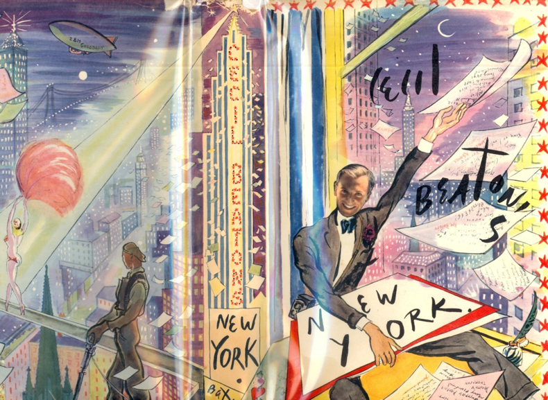 A colorful and whimsical illustration of NYC celebrating photographer, Cecil Beaton