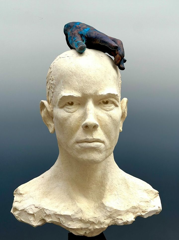 Bob Clyatt [RA 2023] : Man's head with woman's hand | Salmagundi Club