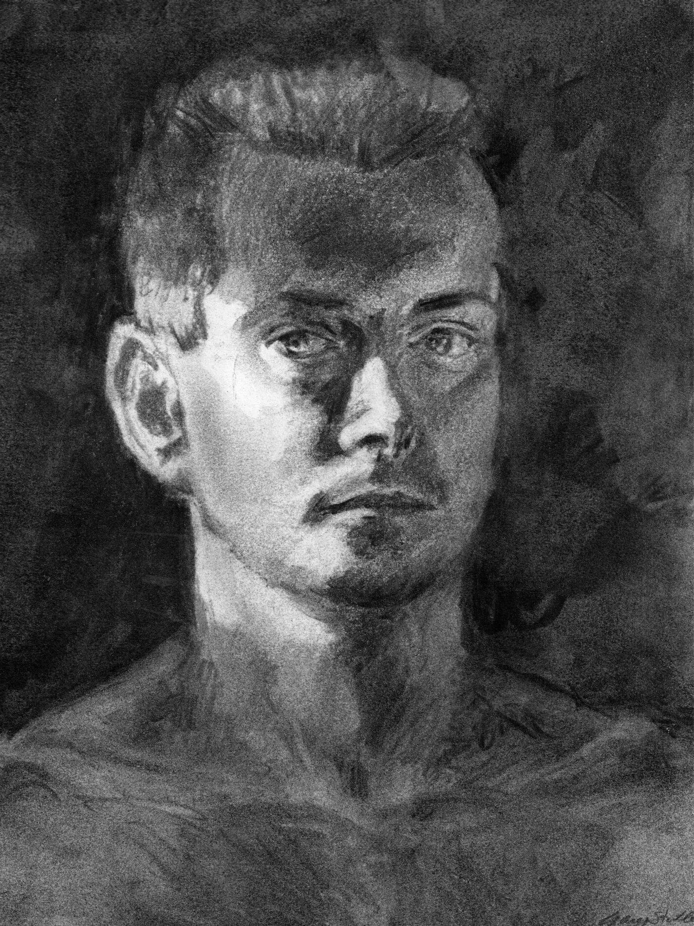 Gary Paul Stutler [NRA 2023] : Charcoal Self Portrait | Salmagundi Club